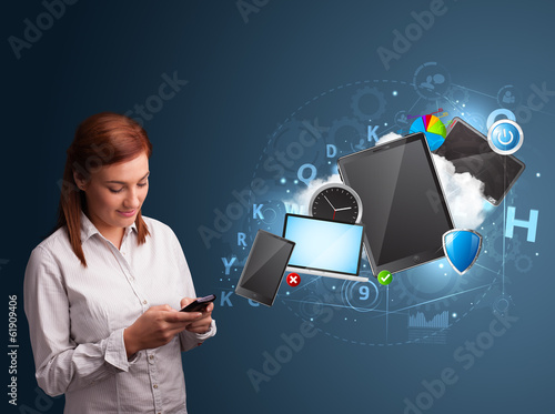 Photo: Pretty lady browsing on her smartphone Pretty lady browsing on her smartphone