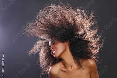 Stunning Portrait of an African American Black Woman With Big Ha
