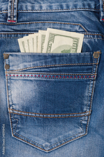 Photo: Money in the pocket of jeans Money in the pocket of jeans