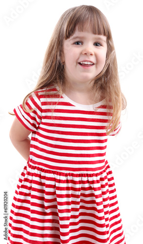 Photo: Pretty little girl isolated on white Pretty little girl isolated on white