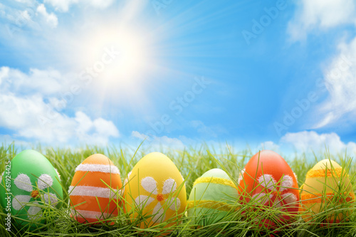 Photo: Easter eggs in grass Easter eggs in grass