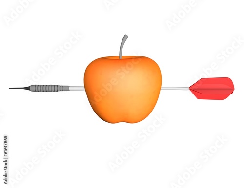 Illustration: objective abstract concept with orange arrow objective abstract concept with orange arrow