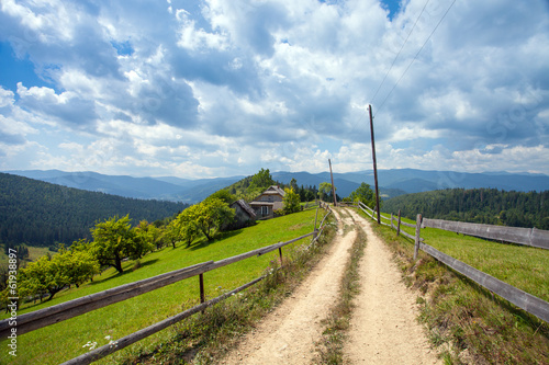Photo: Trail through lush green forest in Carpathian mountains Trail through lush green forest in Carpathian mountains