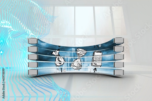Illustration: Composite image of time and profit concept on abstract screen Composite image of time and profit concept on abstract screen