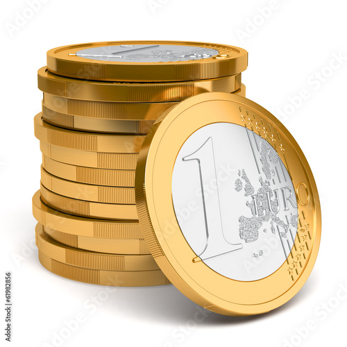 Illustration: Stack of Euro coins isolated on white background Stack of Euro coins isolated on white background