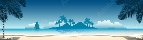Vector: summer vacation vector banners with tropical beach summer vacation vector banners with tropical beach