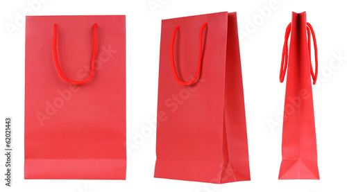 Photo: Blank shopping bag set isolated on a white background Blank shopping bag set isolated on a white background