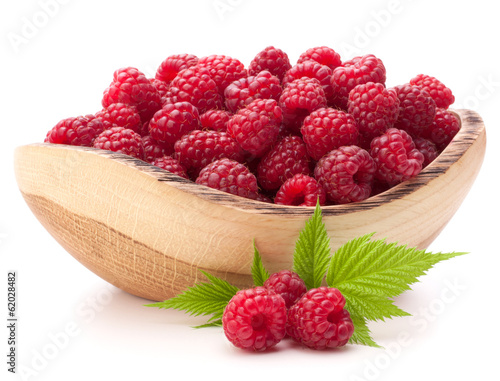 Photo: raspberries in wooden bowl raspberries in wooden bowl