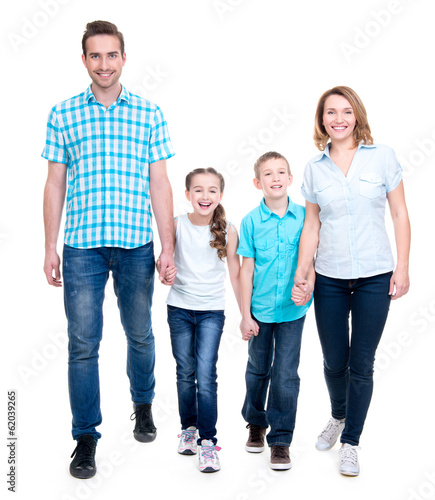 Photo: Full portrait of the happy european family with children Full portrait of the happy european family with children