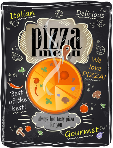 Fototapeta Vintage chalk pizza menu.