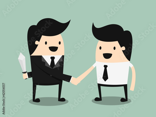 Vector: business partners handshaking while another people holding business partners handshaking while another people holding