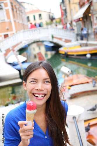 Photo: Ice cream eating woman in Venice, Italy Ice cream eating woman in Venice, Italy