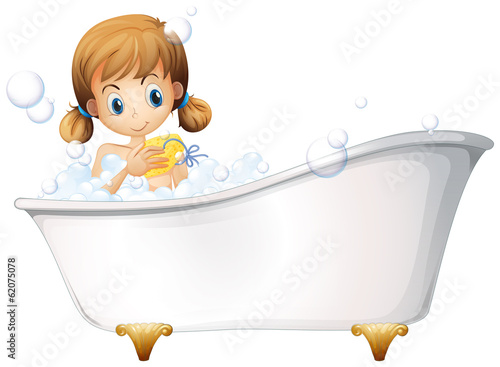 Vector: A girl on the bathtub A girl on the bathtub