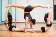 Sexy pole fitness group pose Sexy pole fitness group pose