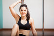 Happy pole dancer taking a break Happy pole dancer taking a break