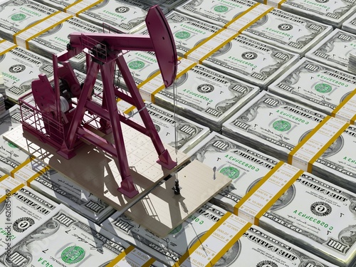 Illustration: Oil and dollars. Oil and dollars.