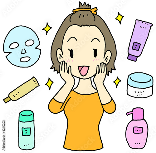 Illustration: 基礎化粧品 女性 基礎化粧品 女性