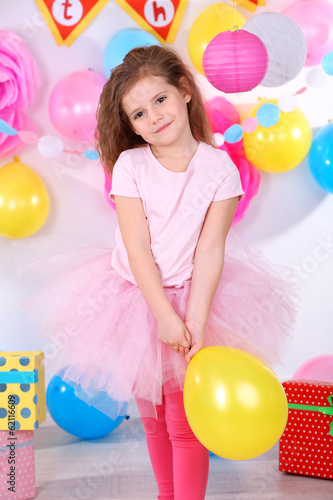 Photo: Pretty little girl celebrate her birthday Pretty little girl celebrate her birthday