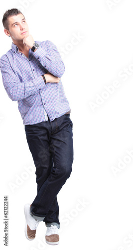 Photo: Thinking man isolated on white background Thinking man isolated on white background