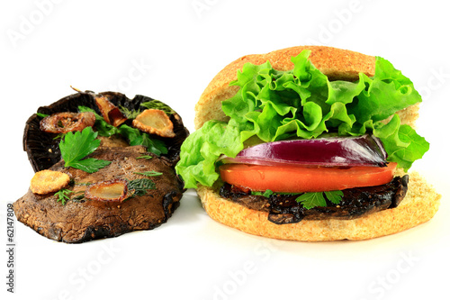 Photo: Grilled Portobello Mushrooms and Burger Grilled Portobello Mushrooms and Burger