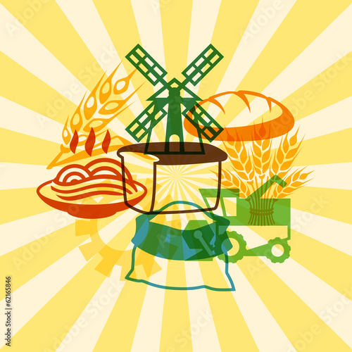 Vector: Background with agricultural objects. Background with agricultural objects.