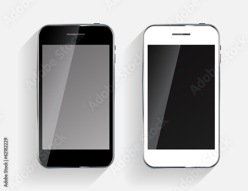 Vector: Abstract Design Black and White Mobile Phones. Vector Illustrati Abstract Design Black and White Mobile Phones. Vector Illustrati