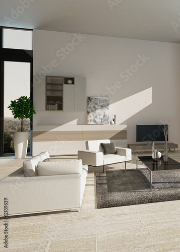 Illustration: Modern luxury living room interior with nice furniture Modern luxury living room interior with nice furniture