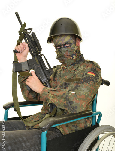 Photo: Soldier in wheelchair Soldier in wheelchair
