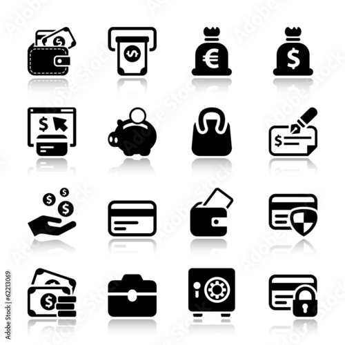 Vector: money iconset with reflex money iconset with reflex