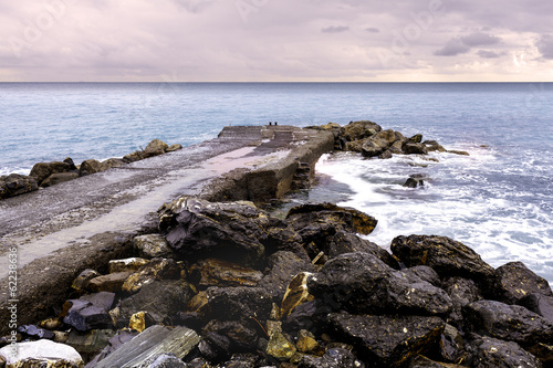 Photo: Winter seashore with pier color image Winter seashore with pier color image