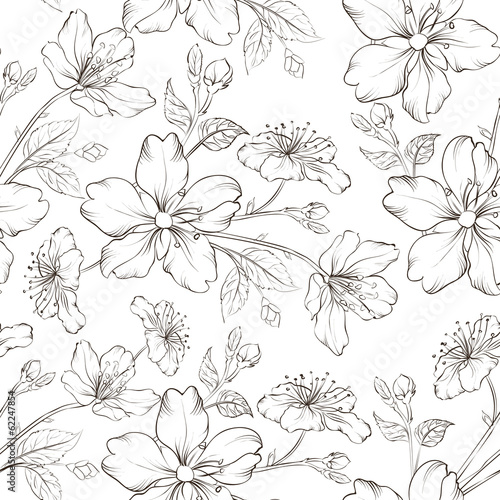 Illustration: Cherry blossom seamless pattern. Cherry blossom seamless pattern.