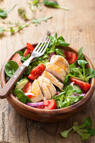 Photo: chicken salad with tomatoes and cucumber chicken salad with tomatoes and cucumber