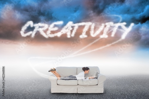 Photo: Creativity against cloudy landscape background Creativity against cloudy landscape background