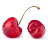 Two heart shaped cherry berries