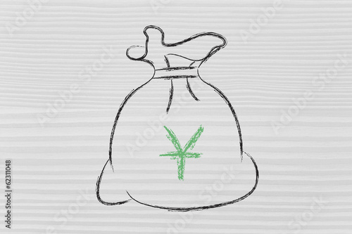 Illustration: yuan money bag yuan money bag