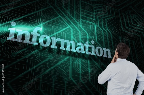 Photo: Information against green and black circuit board Information against green and black circuit board