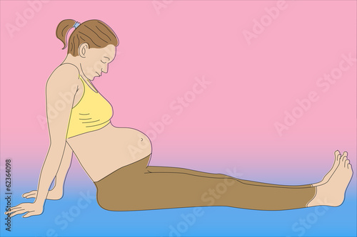 Vector: Mulher Grávida Sentada Mulher Grávida Sentada