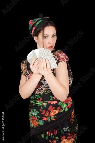 Photo: Gypsy woman with fan of cards Gypsy woman with fan of cards