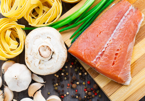 Photo: Ingredients for salmon pasta Ingredients for salmon pasta