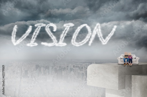 Photo: Vision against balcony overlooking city Vision against balcony overlooking city
