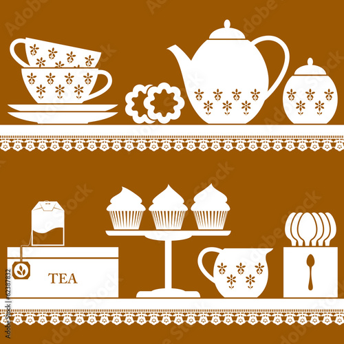 Vector: Plain coloured tea set Plain coloured tea set