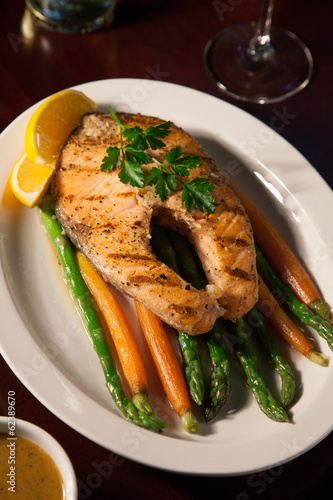Photo: Grilled Salmon Steak and Vegetables Grilled Salmon Steak and Vegetables