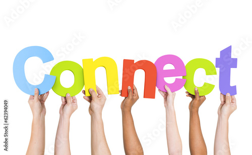 Photo: Multi-Ethnic Group of People Holding The Word Connect Multi-Ethnic Group of People Holding The Word Connect