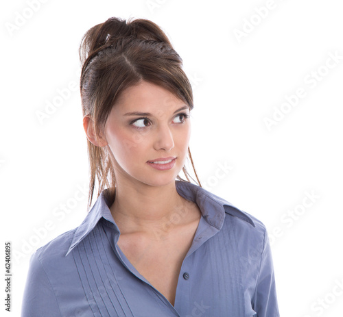 Photo: Gesicht einer jungen hübschen Business Frau freigestellt Gesicht einer jungen hübschen Business Frau freigestellt
