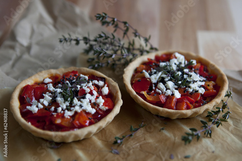 Photo: two tartellettes red peppers greek cheese black sesame and thyme two tartellettes red peppers greek cheese black sesame and thyme