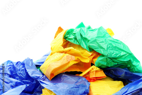 Photo: Plastic bags on a white background Plastic bags on a white background