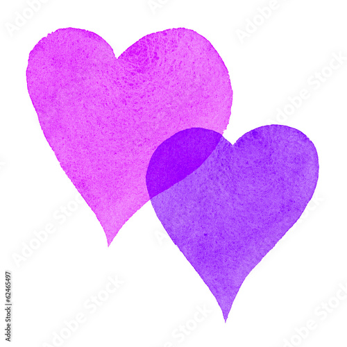 Photo: Watercolor Painted Hearts Pink and Purple Watercolor Painted Hearts Pink and Purple