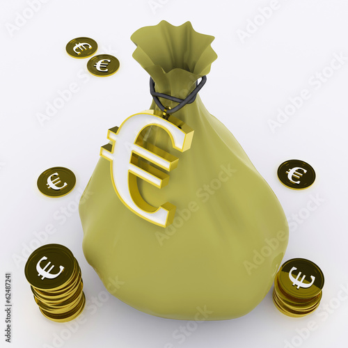 Illustration: Euro Bag Means European Wealth And Money Euro Bag Means European Wealth And Money