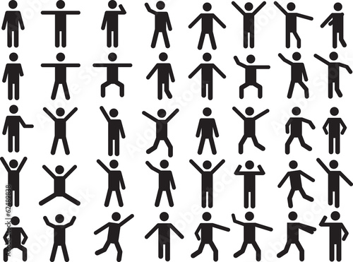 Vector: Set of active human pictogram illustrated on white background Set of active human pictogram illustrated on white background