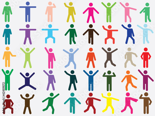Vector: Set of active human pictogram in different colors illustrated Set of active human pictogram in different colors illustrated